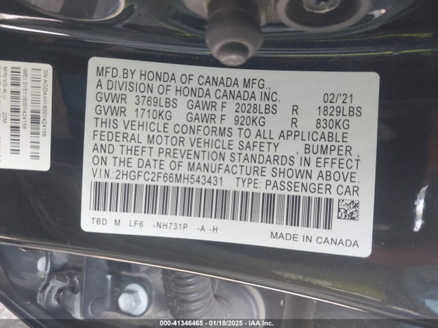 Honda Civic Lx 2021 2HGFC2F66MH543431 Image 9