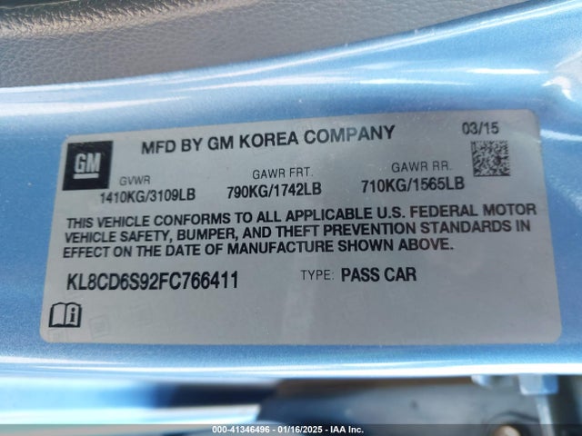 Chevrolet Spark 1lt Cvt 2015 KL8CD6S92FC766411 Image 9