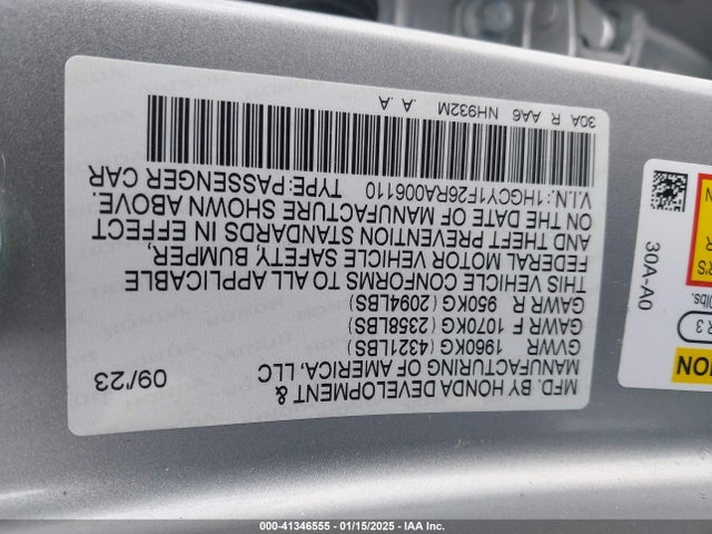 Honda ACCORD LX 2024 1HGCY1F26RA006110 Image 9
