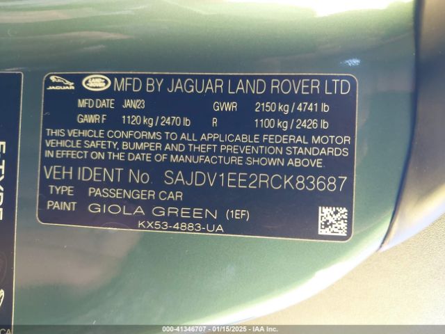 SAJDV1EE2RCK83687 Jaguar F-type P450 75 Awd Automatic
