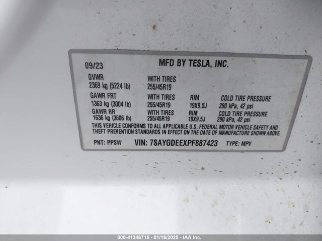 2023 TESLA MODEL Y 7SAYGDEEXPF887423 Photo 8