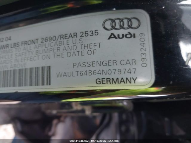 2004 AUDI A6 WAULT64B64N079747 Photo 8