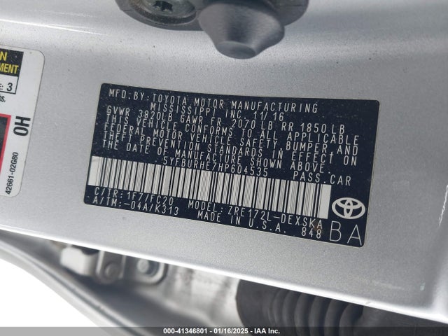 Toyota COROLLA SE 2017 5YFBURHE7HP604535 Image 9
