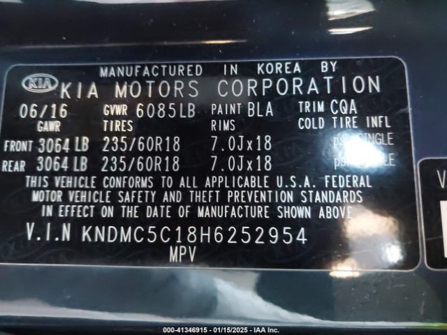 KNDMC5C18H6252954 KIA SEDONA EX