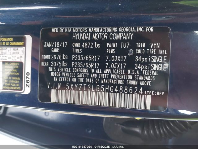 5XYZT3LB5HG488624 Hyundai Santa Fe Sport 2.4l