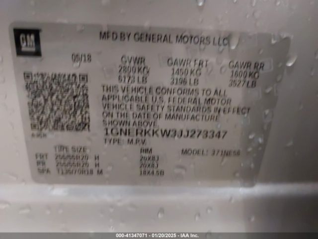1GNERKKW3JJ273347 Chevrolet Traverse Premier