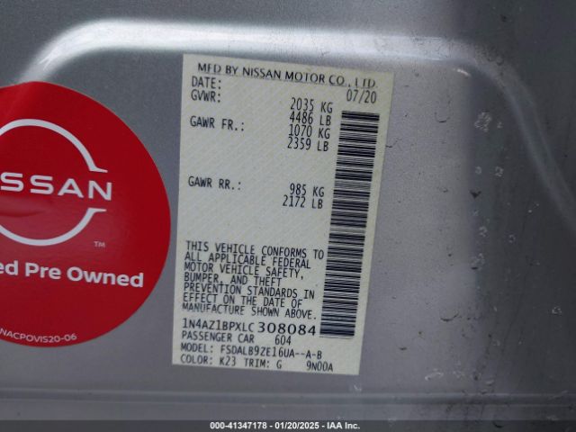 1N4AZ1BPXLC308084 Nissan Leaf S 40 Kwh