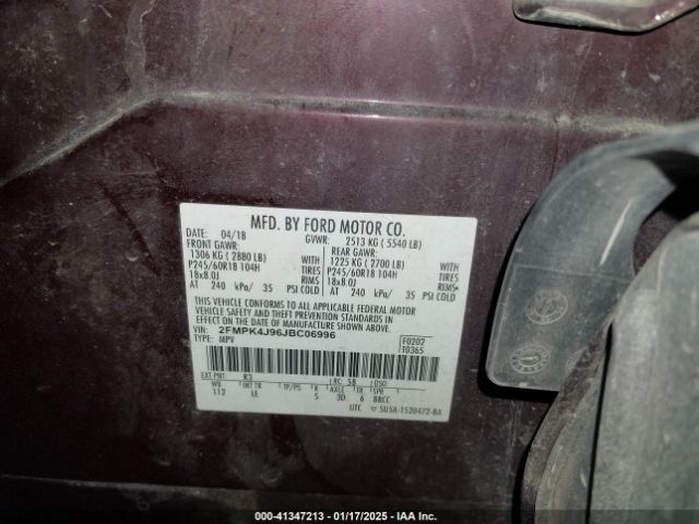 2FMPK4J96JBC06996 Ford EDGE SEL