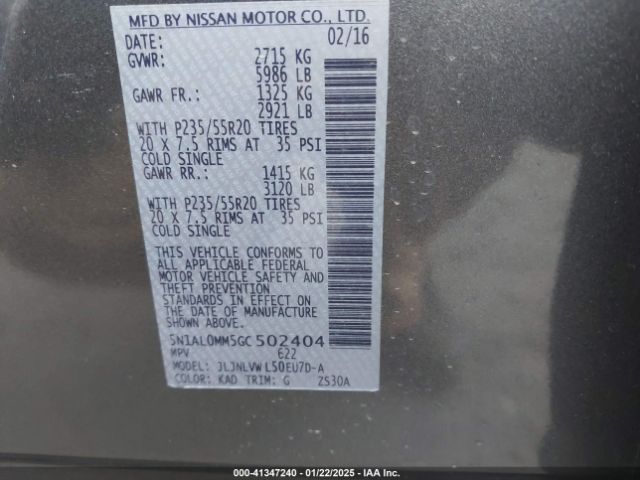 5N1AL0MM5GC502404 Infiniti QX60