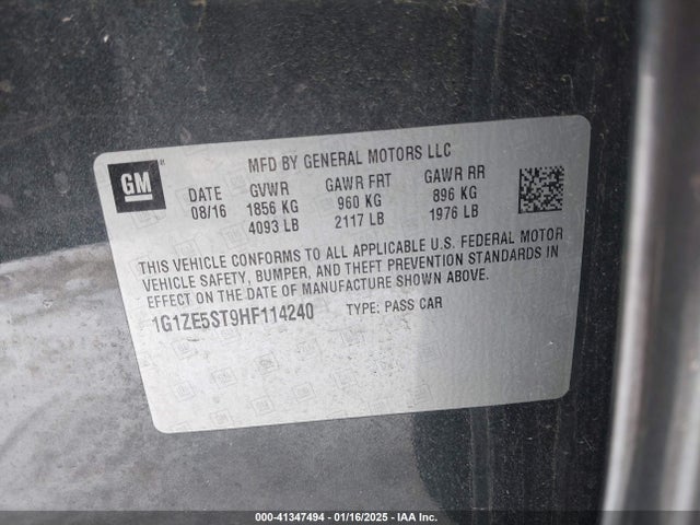 1G1ZE5ST9HF114240 Chevrolet MALIBU 1LT