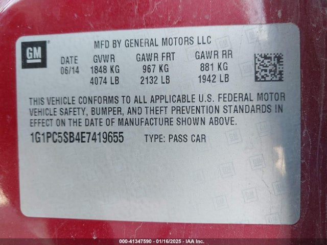 Chevrolet Cruze 1lt Auto 2014 1G1PC5SB4E7419655 Image 9