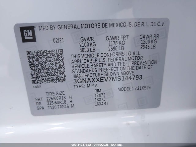 Chevrolet Equinox Awd Premier 2021 3GNAXXEV7MS144793 Image 9