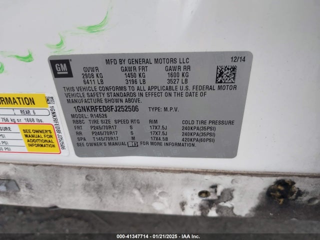 Chevrolet Traverse Ls 2015 1GNKRFED8FJ252506 Image 9