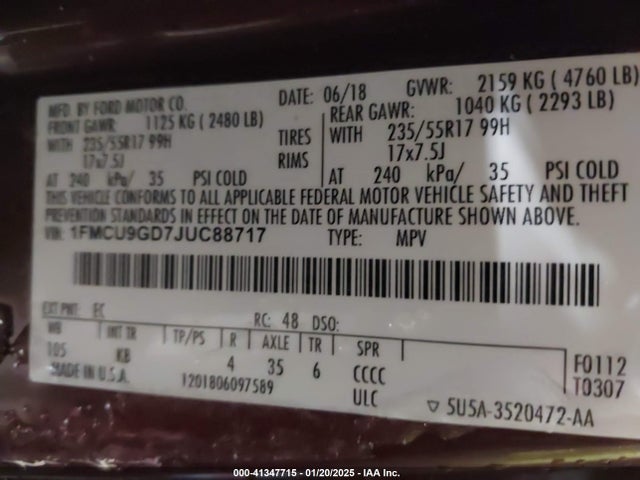 Ford ESCAPE SE 2018 1FMCU9GD7JUC88717 Image 9