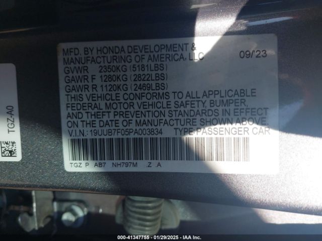 19UUB7F05PA003834 Acura Tlx Type S/type S Pmc Edition
