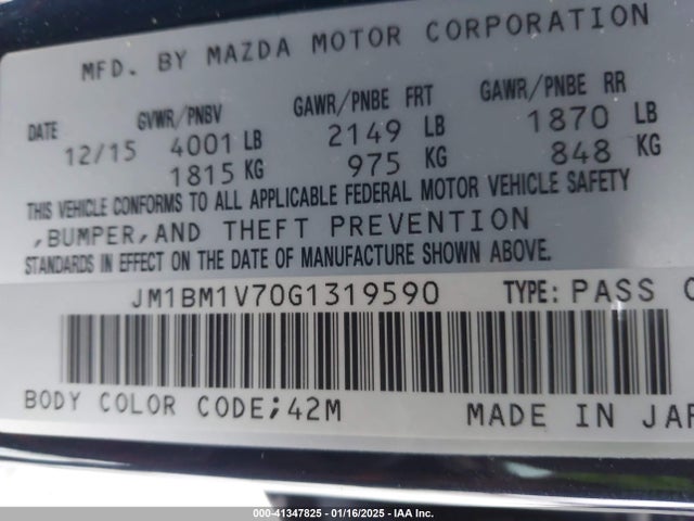 JM1BM1V70G1319590 Mazda Mazda3 I Touring