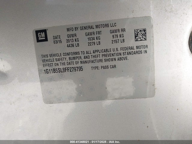 Chevrolet MALIBU LS 2015 1G11B5SL8FF279795 Image 9