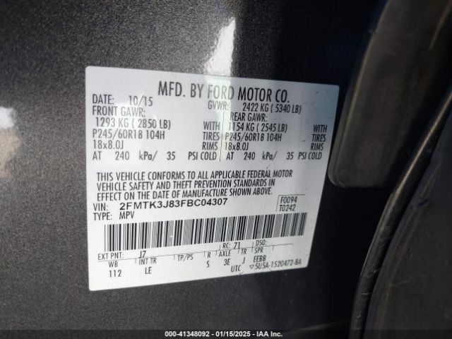 2015 FORD EDGE 2FMTK3J83FBC04307 Photo 8