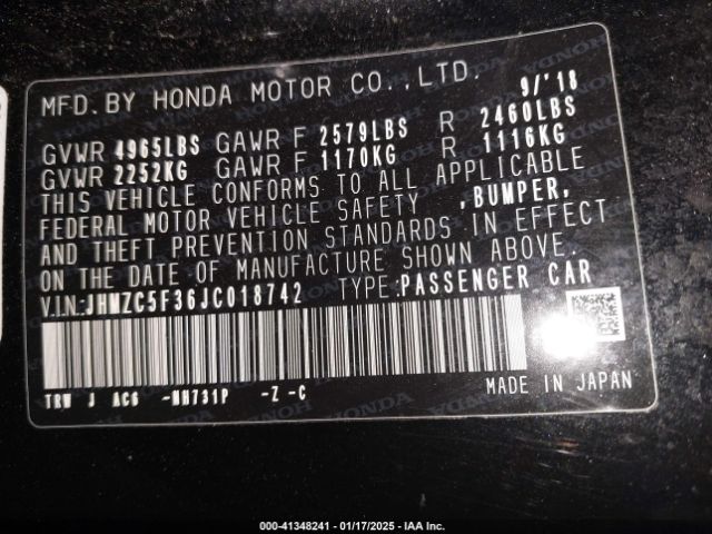 JHMZC5F36JC018742 Honda Clarity Plug-in Hybrid Touring
