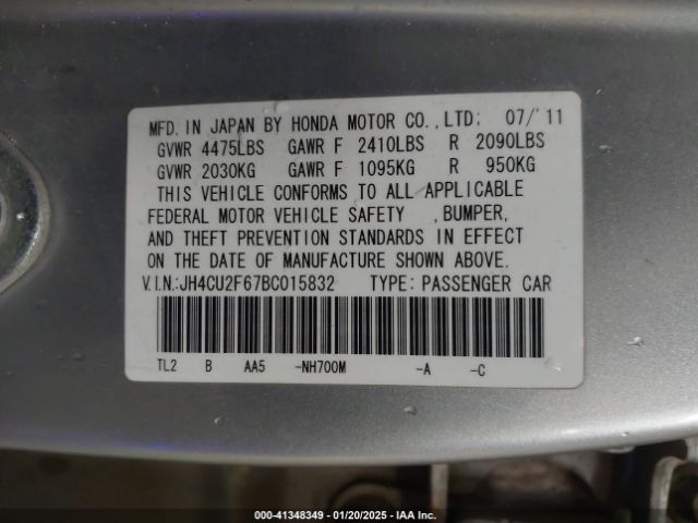 2011 ACURA TSX JH4CU2F67BC015832 Photo 8