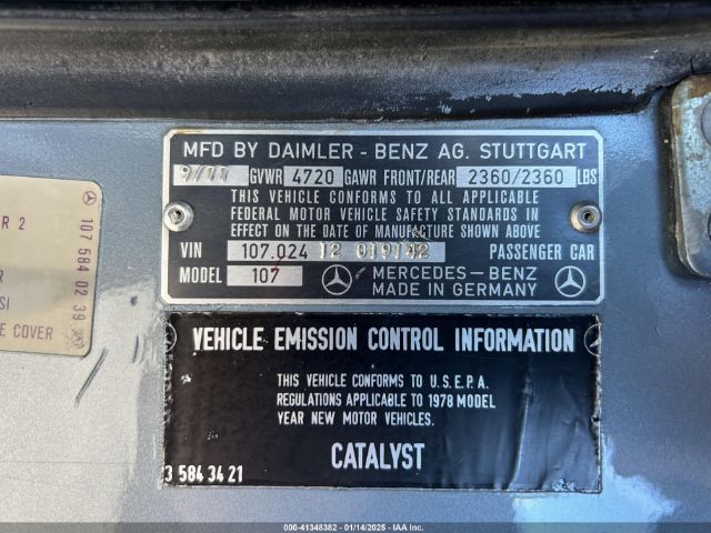 1978 MERCEDES BENZ 450SLC 10702412019142    Photo 8