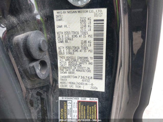 1N6BD0CT5HN736768 Nissan Frontier Sv-i4