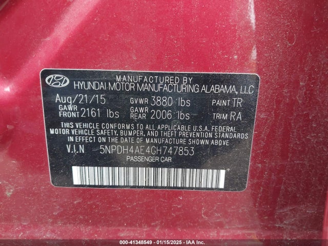 Hyundai ELANTRA SE 2016 5NPDH4AE4GH747853 Image 9