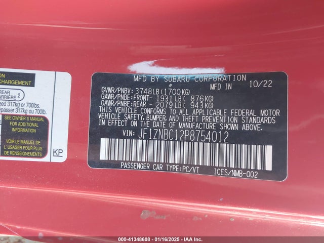 JF1ZNBC12P8754012 Toyota GR86