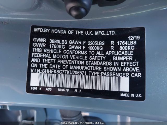 SHHFK8G77KU206571 Honda Civic Type R Touring
