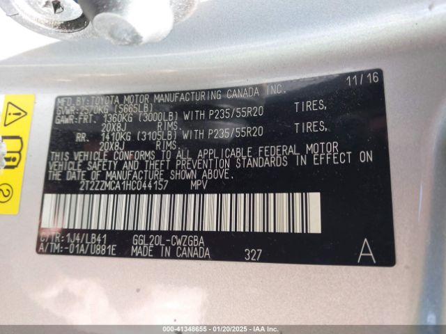 2T2ZZMCA1HC044157 Lexus RX 350