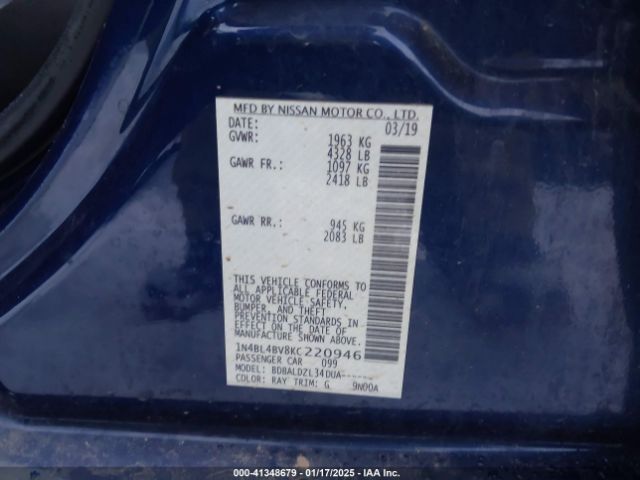 1N4BL4BV8KC220946 Nissan Altima 2.5 S