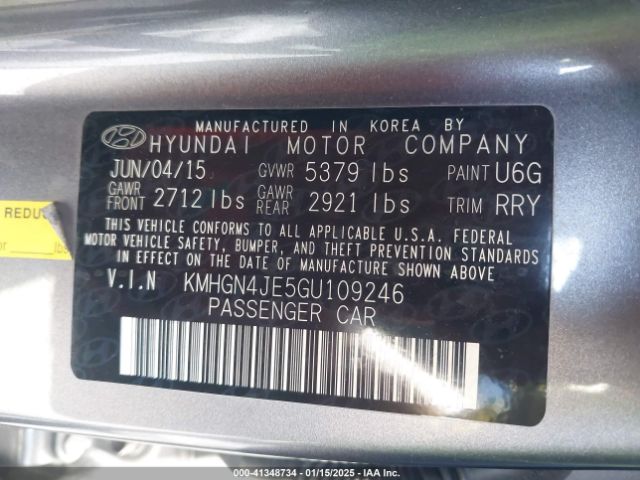 KMHGN4JE5GU109246 Hyundai Genesis 3.8