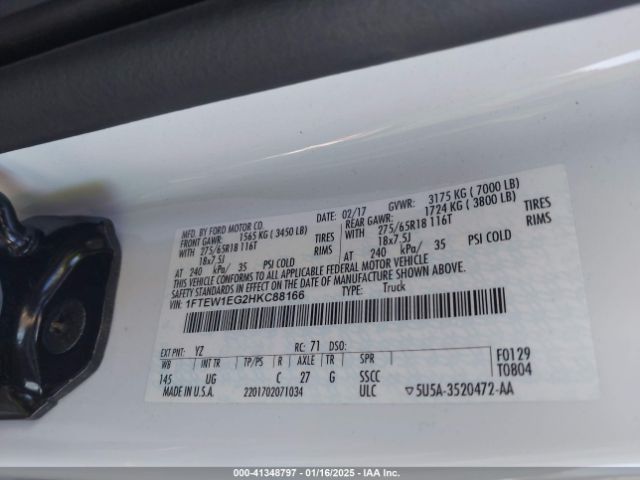 1FTEW1EG2HKC88166 Ford F-150 Xlt