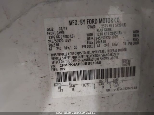 2FMPK4AP0JBB81088 Ford EDGE SPORT