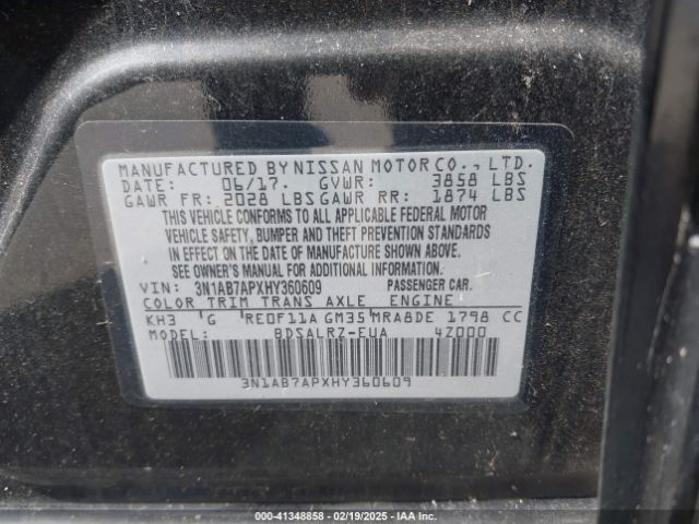 3N1AB7APXHY360609 Nissan SENTRA SR
