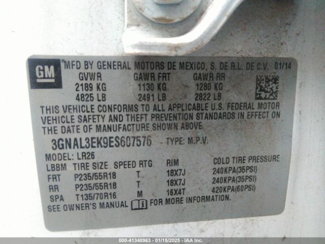 3GNAL3EK9ES607576 Chevrolet Captiva Sport Lt
