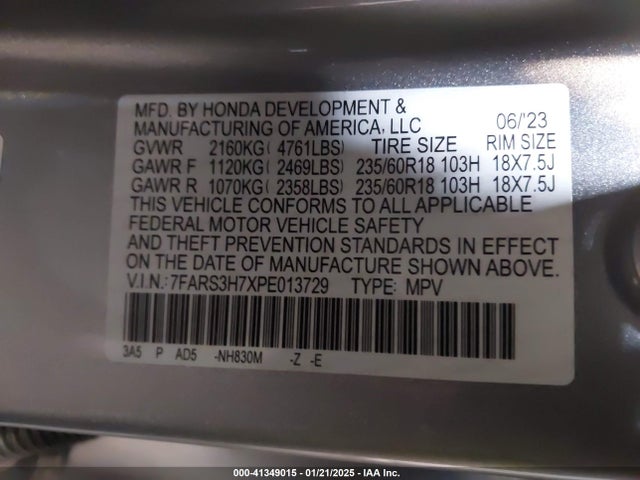 7FARS3H7XPE013729 Honda Cr-v Ex-l 2wd