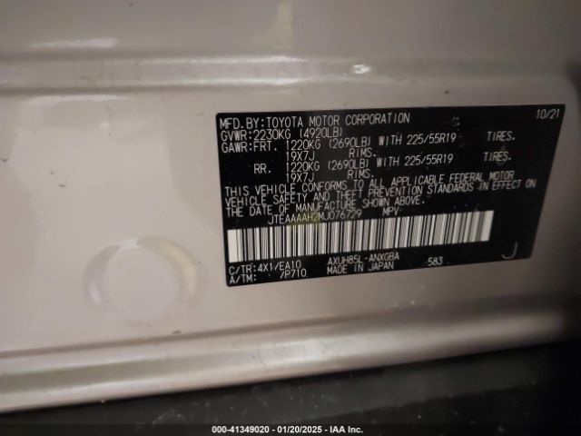 2021 TOYOTA VENZA JTEAAAAH2MJ076729 Photo 8