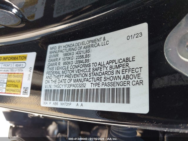 1HGCY1F33PA003252 Honda ACCORD EX