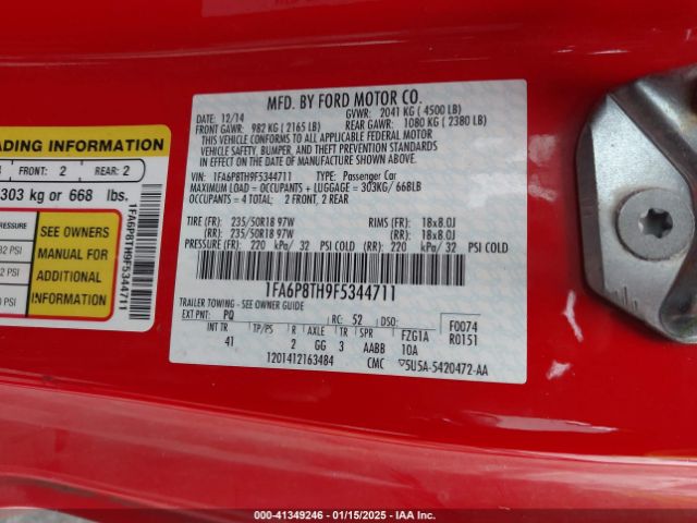 1FA6P8TH9F5344711 Ford Mustang Ecoboost