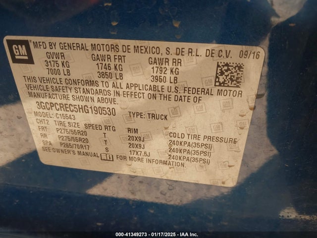 3GCPCREC5HG190530 Chevrolet Silverado 1500 1lt