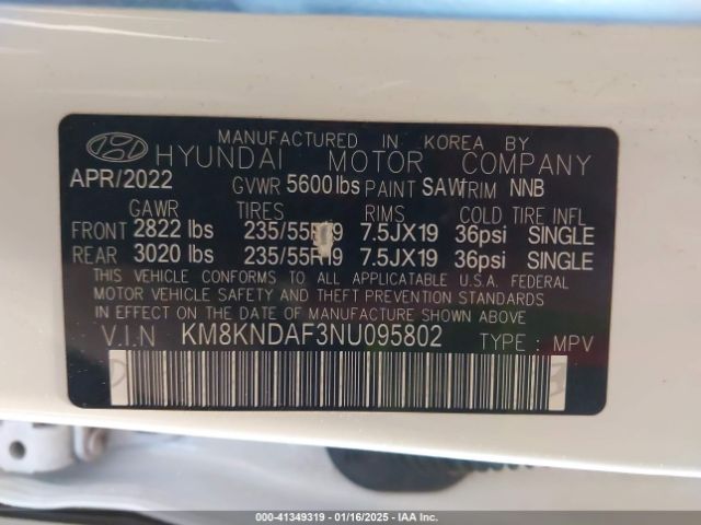 KM8KNDAF3NU095802 Hyundai Ioniq 5 Sel