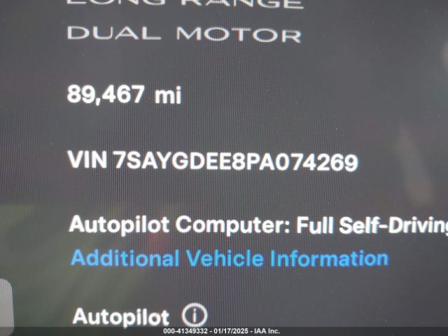 7SAYGDEE8PA074269 Tesla Model Y Awd/long Range Dual Motor All-wheel Drive