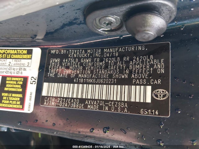 4T1B11HK6JU620231 Toyota CAMRY SE