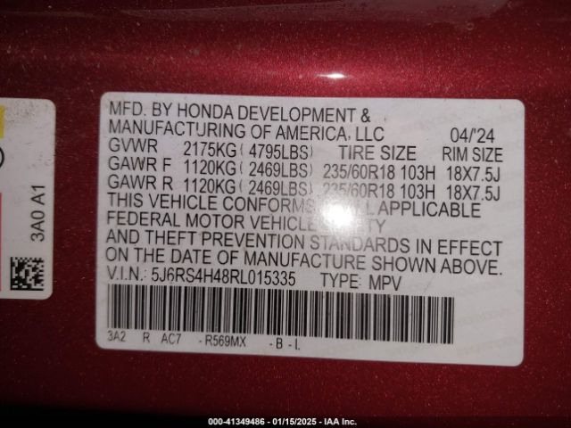 5J6RS4H48RL015335 Honda l15be