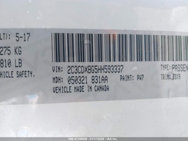 2C3CDXBG5HH593337 Dodge Charger Se Rwd