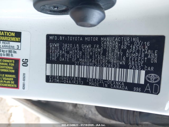 Toyota COROLLA LE 2016 2T1BURHE2GC628630 Image 9