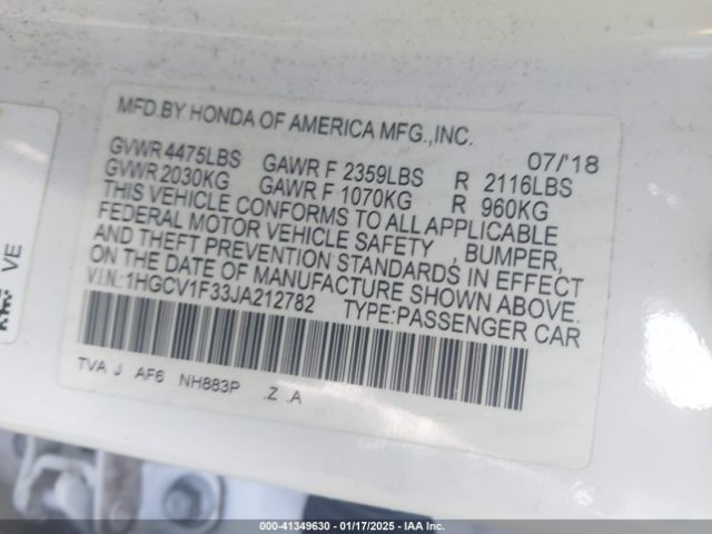 1HGCV1F33JA212782 Honda Accord Sport