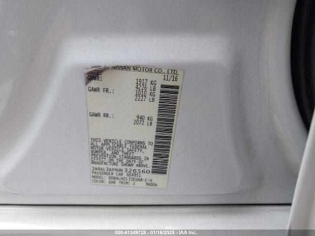 1N4AL3AP4HN326560 Nissan Altima 2.5 Sr