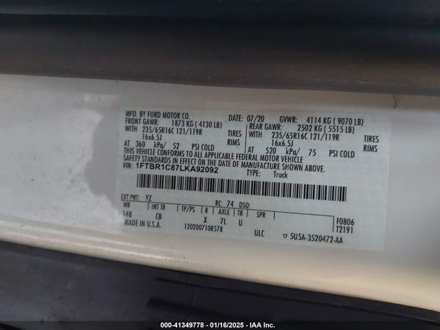 Ford Transit-250 2020 1FTBR1C87LKA92092 Image 9